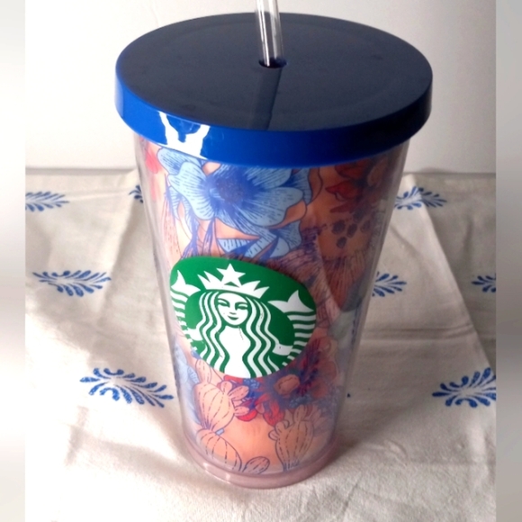 Starbucks Desert Cactus Floral 2019 Tumbler Pink Blue Lid 16 oz Acrylic - Picture 2 of 6